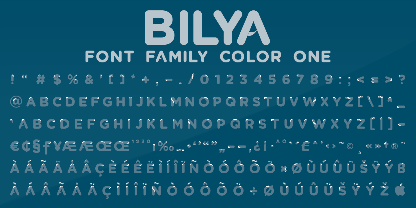 Beispiel einer Bilya Layered COLOR SIX-Schriftart